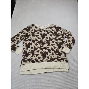 Alison Grace Shirt Womens Small Oversized Cow Print Crew Neck